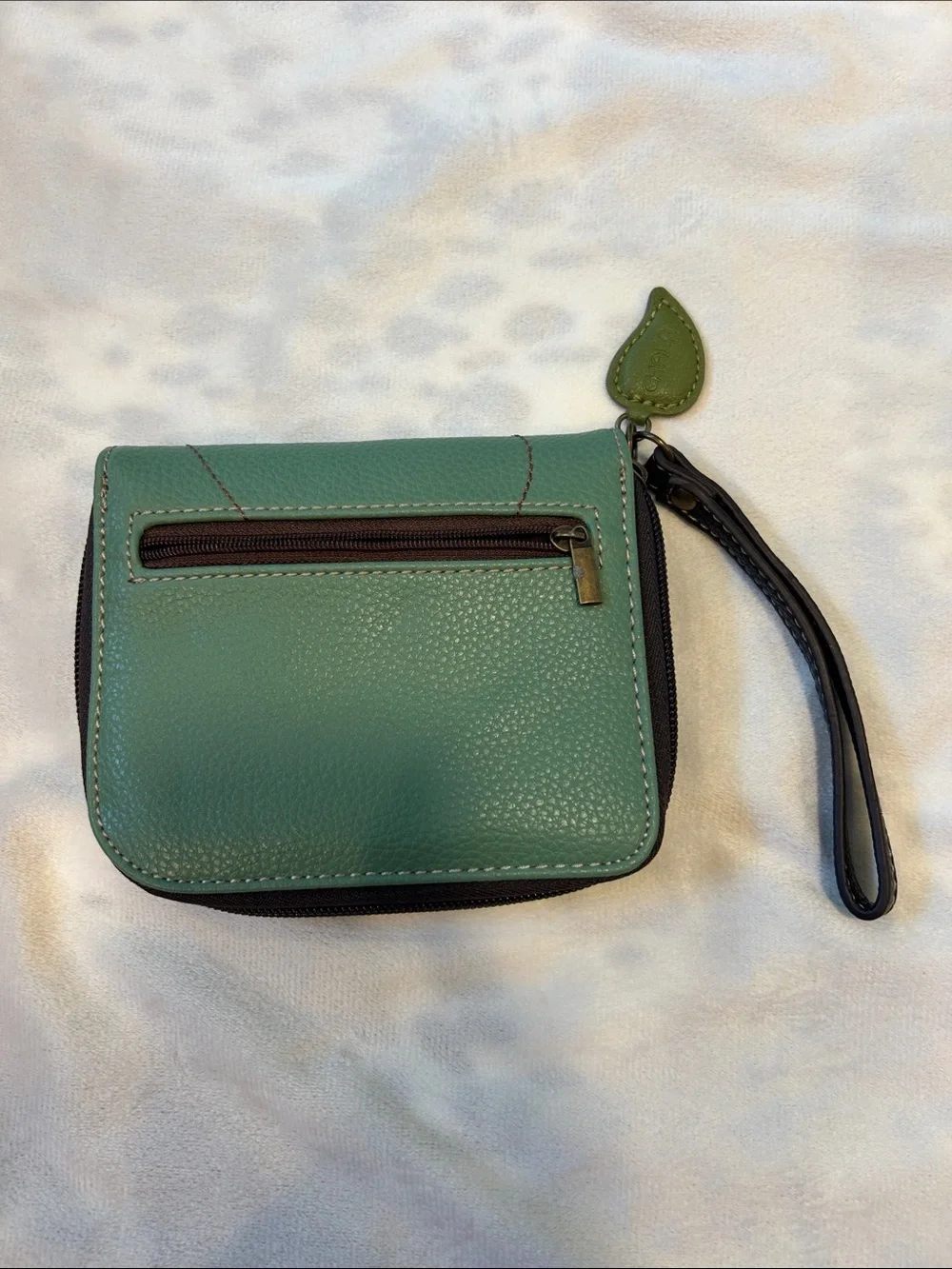 Chala Green Cow Appliqué Wristlet Wallet